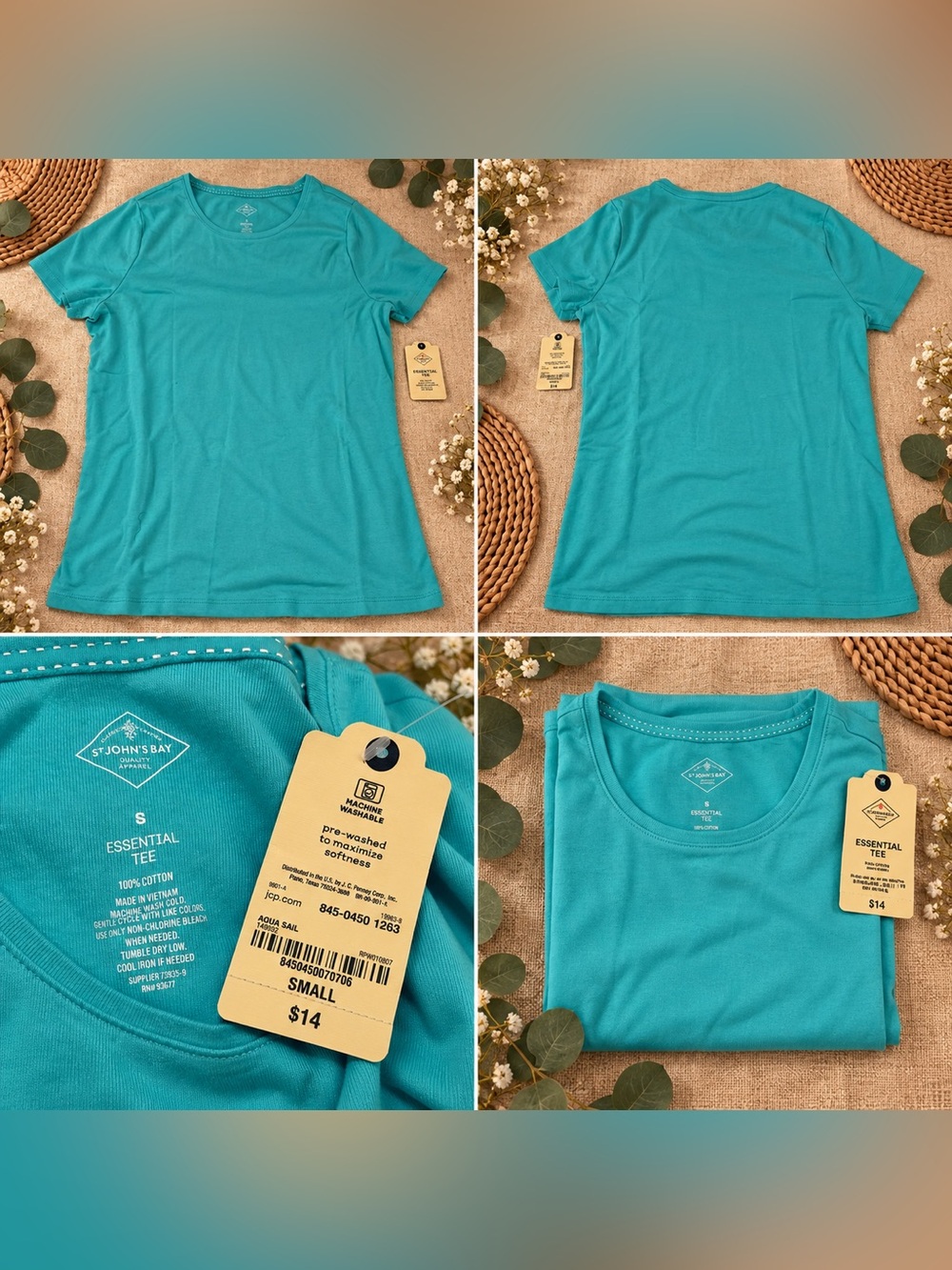 St. John'Small Bay Essential Tee Short Sleeve Cotton Tee Blue Small